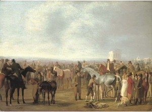 Jacques Laurent Agasse - A Race Meeting at Epsom