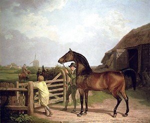 Jacques Laurent Agasse - Bay Ascham   A Stallion Led Through A Gate To A Mare