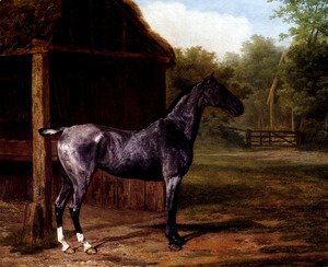 Jacques Laurent Agasse - lord Rivers' Roan mare In A Landscape